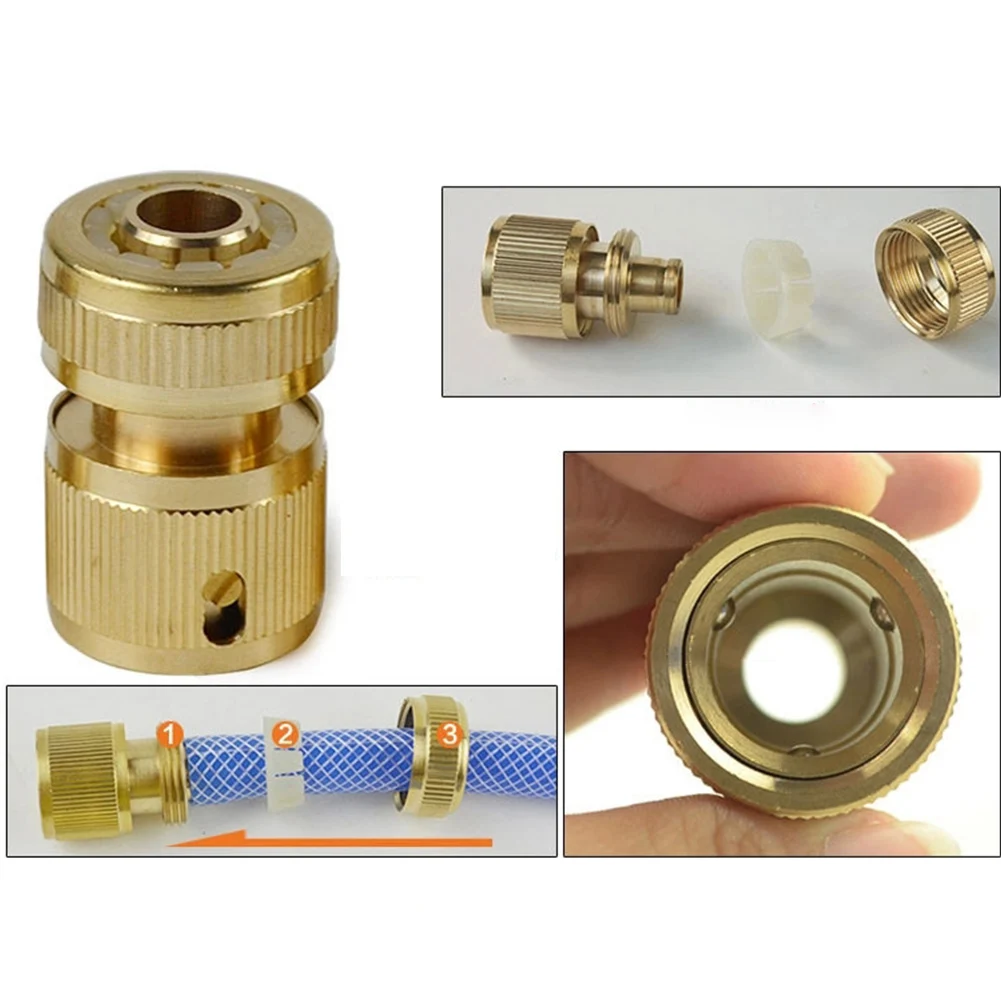 ZDYS Copper Metal Threaded Water Connector,Brass Quick Garden Tap Connector Tube Tap Snap Adaptor
