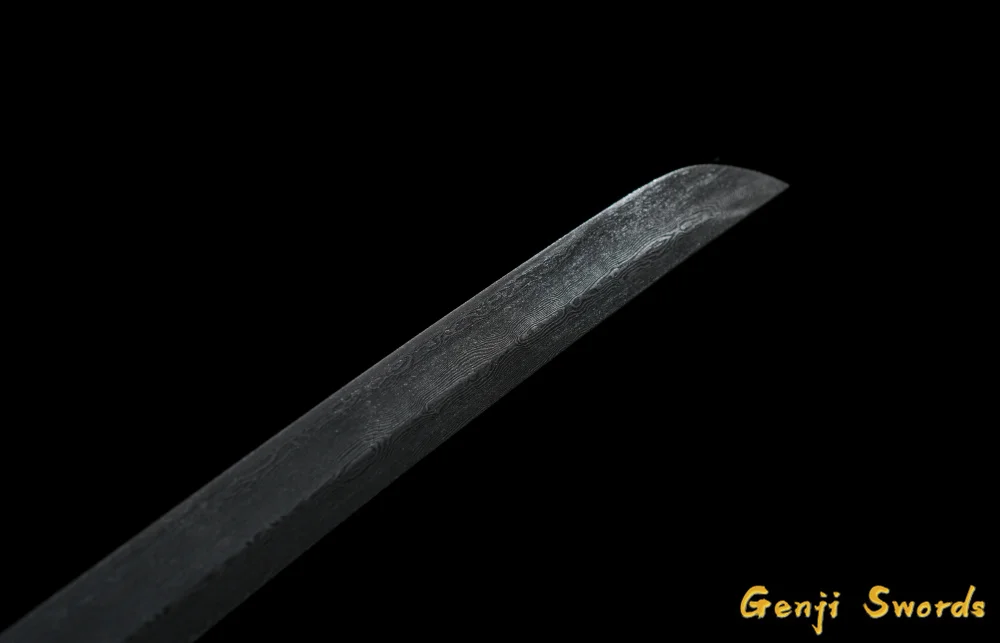 Ancient Handmade Katana Japanese Samurai Straight Sword Sharp Edge Damascus Folded Steel Antique Blade by Yongli Sword