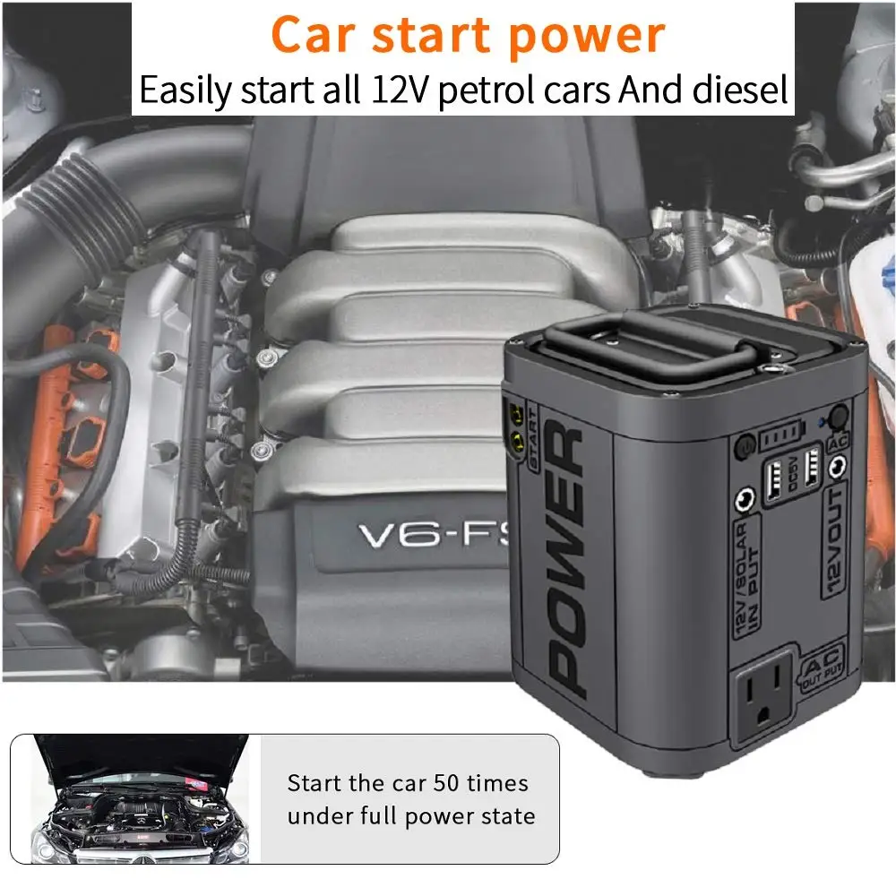 220V Портативная электростанция для ноутбука и мобильного телефона с 12V пусковое устройство AC DC солнечное зарядное устройство