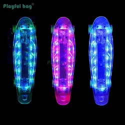 Bolsa juguetona LED para niños, monopatín luminoso de cuatro ruedas, tablero de peces pequeños, tabla de skate Flash para niños, AMA82
