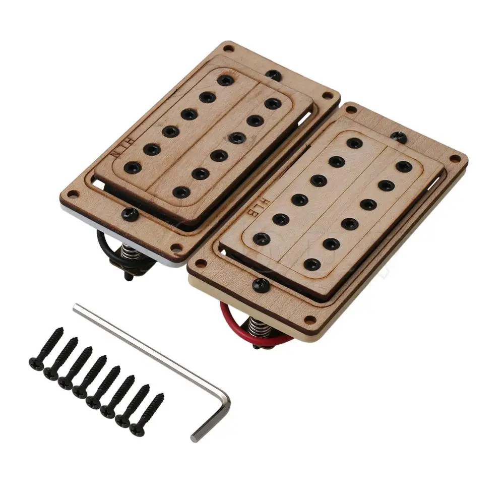 Wooden and Black Yibuy 2 x клен Медь 6-ой гриф гитары мост двойная катушка звукосниматели 50/52 мм - Цвет: Wooden and Black