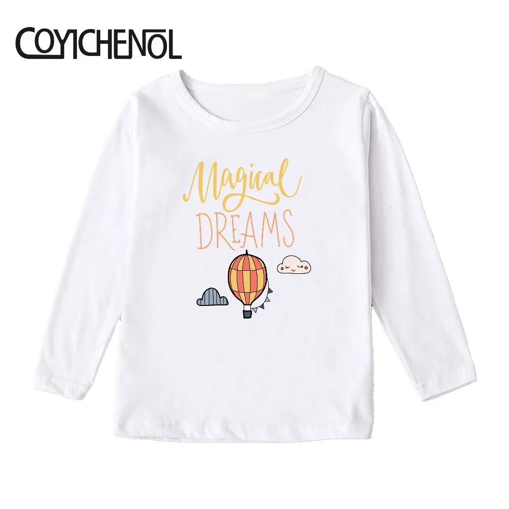Детская футболка с рисунком из мультфильма; коллекция года; сезон весна-осень; От 2 до 12 лет; детские топы с длинными рукавами и рисунком; COYICHENOL