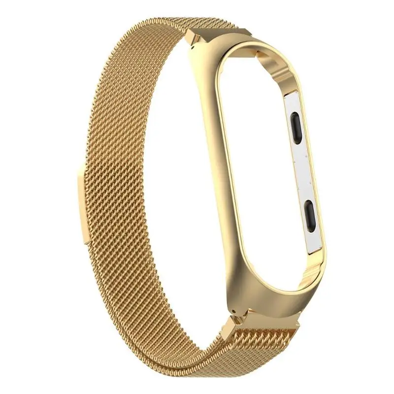 ALLOYSEED браслет браслетный ремешок для часов+ металлическая рамка для Xiaomi Miband 3 4 S - Цвет: Золотой