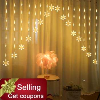 Kleurrijke Sneeuwvlok Gordijn Led Fairy String Lights Garland Kerst Decoratie Voor Vakantie Verlichting Wedding Party Decoratieve