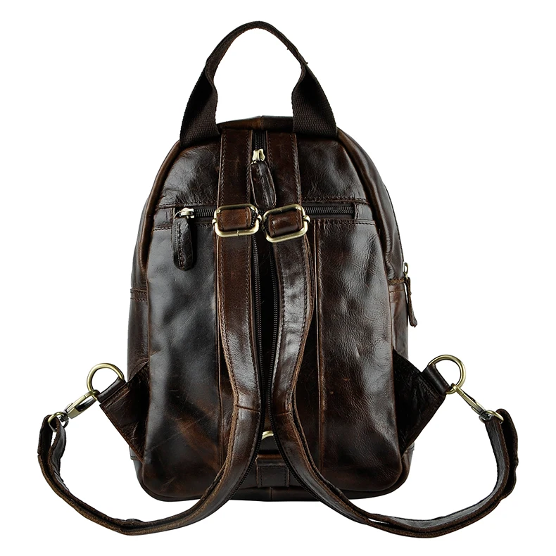 Unisex Original Leather Fashion Travel College School Book Bag Female Women Ladies Backpack Student Chest Sling Bag 1307-dc