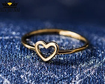 

silver 925 girl ring Rose 18K Gold Color Heart Shaped Wedding Ring For Woman Hollow love elegant casual jewelry Dropshipping