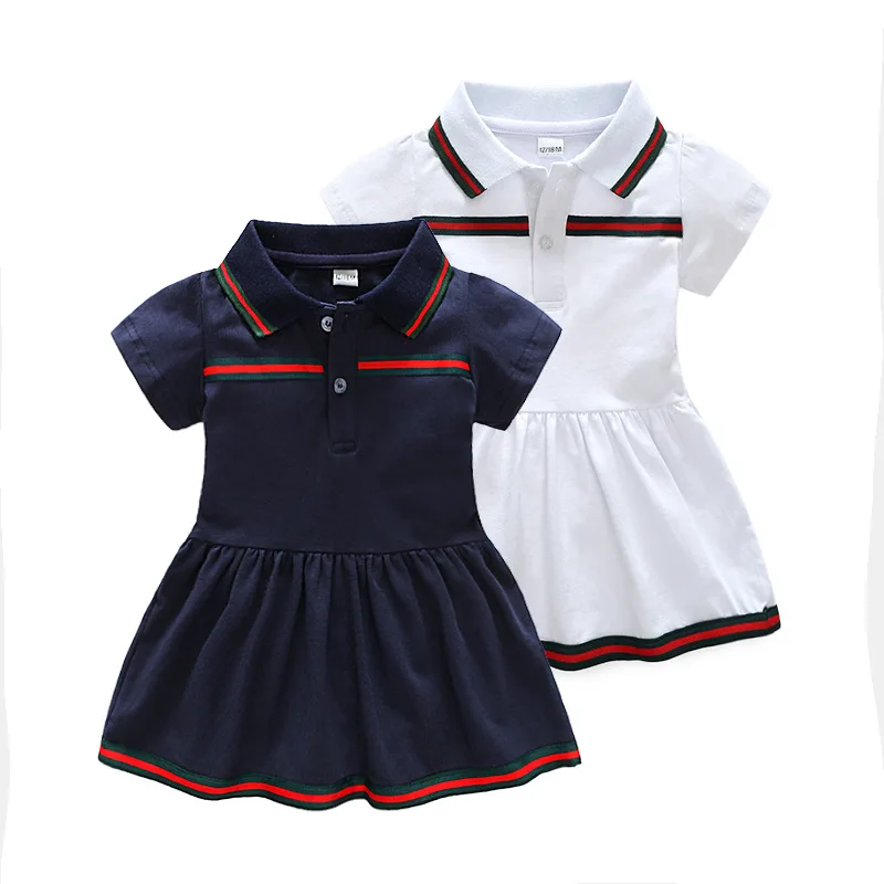 

Kids Girls Dress Toddler Baby Girl Summer Cotton Casual Dress White Blue Baby Dresses Brand Children Girls Clothes Vestido 0-3Y
