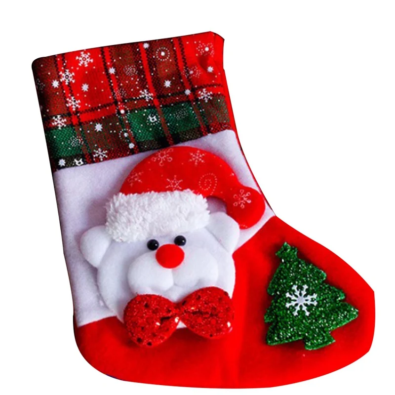 Christmas Stocking Mini Sock Santa Claus Candy Gift Bag Xmas Tree Hanging Decor