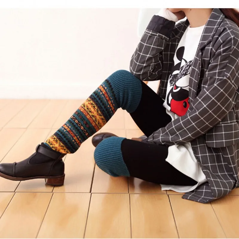 Bohemia/Зимние гетры выше колена; вязаные гетры; теплые гетры с манжетами; гольфы