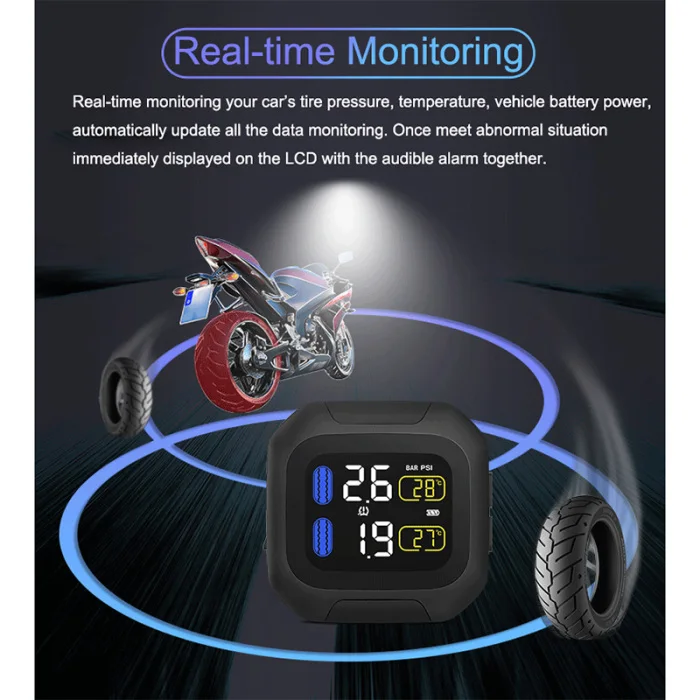 Система контроля давления в шинах мотоцикла TPMS с 2 датчиками для мотовелосипеда M3TH F-Best