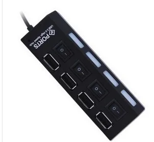 Полоса БРИКС с выключателем 4-Порты и разъёмы usb-хаб 2,0 HUB концентратор Отдельный переключатель с индикатором светильник