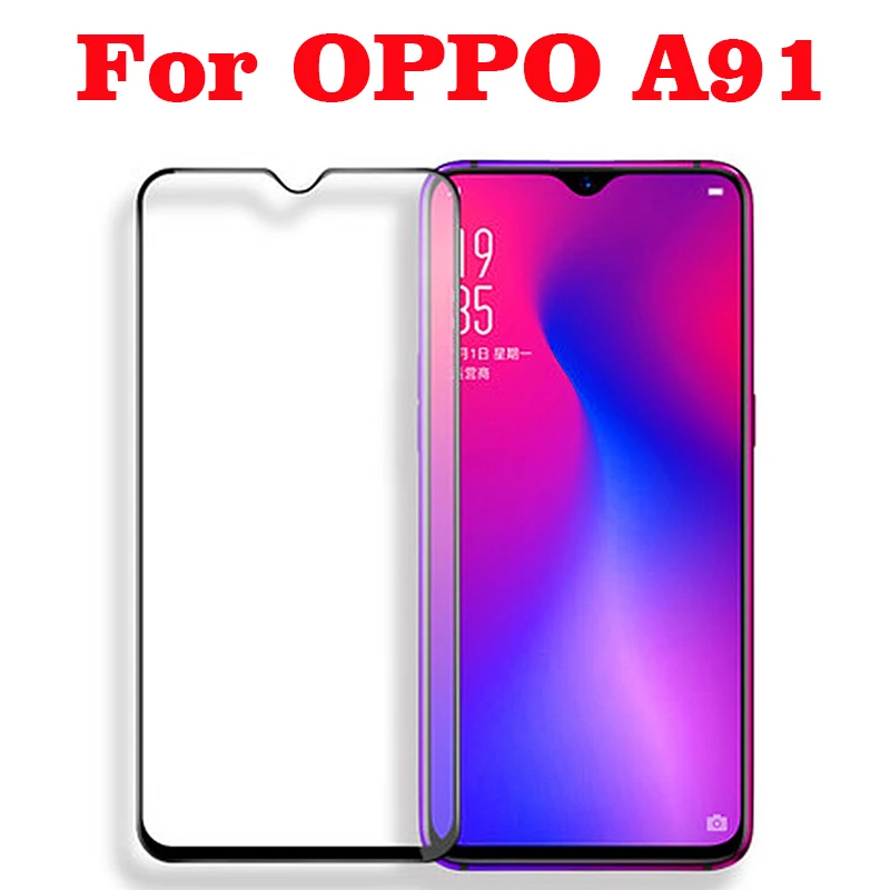 Полное покрытие Полный Клей закаленное стекло для Oppo A91 протектор экрана 9H