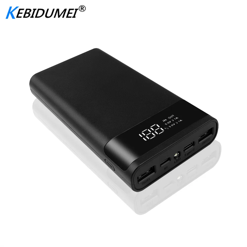

Kebidumei 5V Power Bank Portable 6x18650 Power Bank Battery Box Shell Case DIY Type-C Micro USB Mobile Phone Charger Box Case