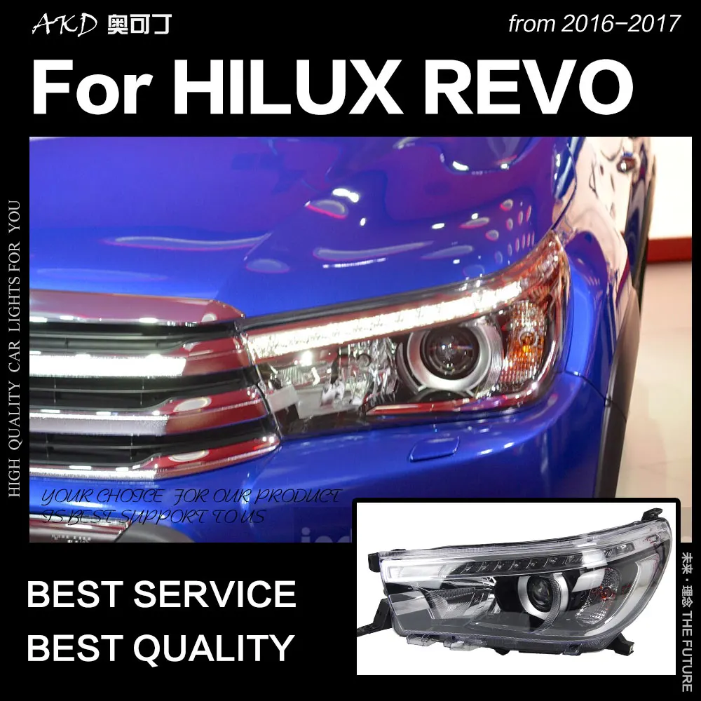 AKD автостайлинг для Toyota Hilux фары 2015 2017 Новинка Revo светодиодный ные DRL Hid ангельские