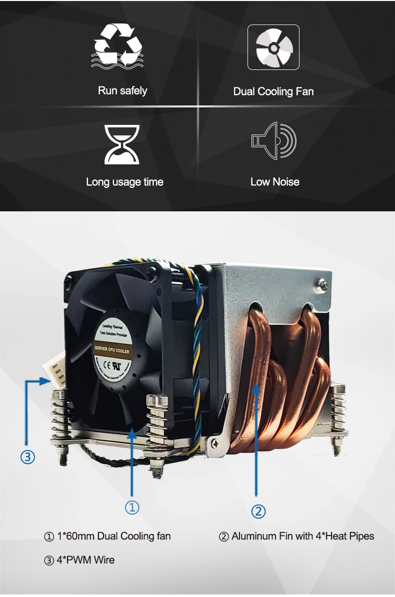 cooler servidor dissipador de calor para xeon cpu com ventilador