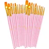 20pcs Pink Paint Brushes Set Round Pointed Tip Paintbrushes Nylon Hair Artist Acrylic Paint Brushes for Acrylic Oil Watercolor 1