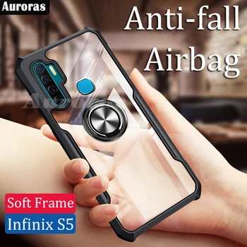 

Auroras For Infinix S5 Lite Case Official Original Shockproof Clear With Ring Soft Frame Cover For infinix s5 Airbag Case