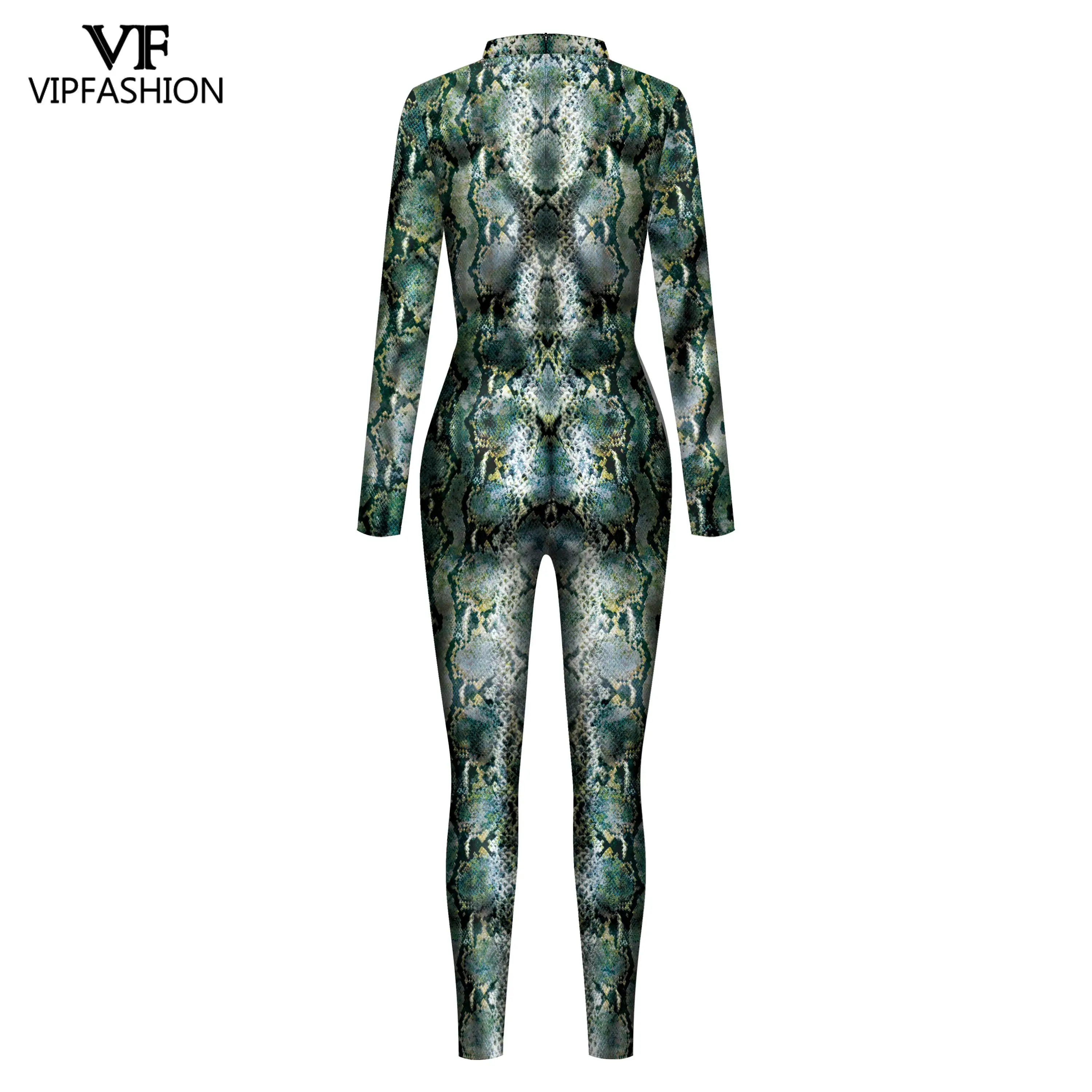 VIP FASHION Women Snake Print Jumpsuit Men Carnival Purim Halloween Costume 3D Printing