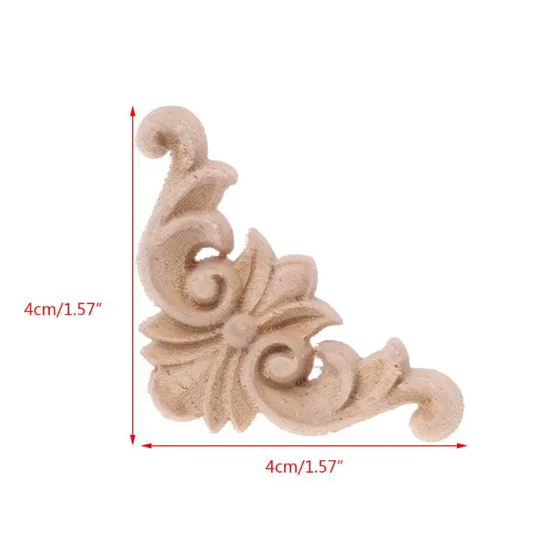

4pcs/set Wood Carved Corner Flower Onlay Applique Unpainted Frame Cupboard Cabinet Decal For Home Furniture Decor 4x4cm