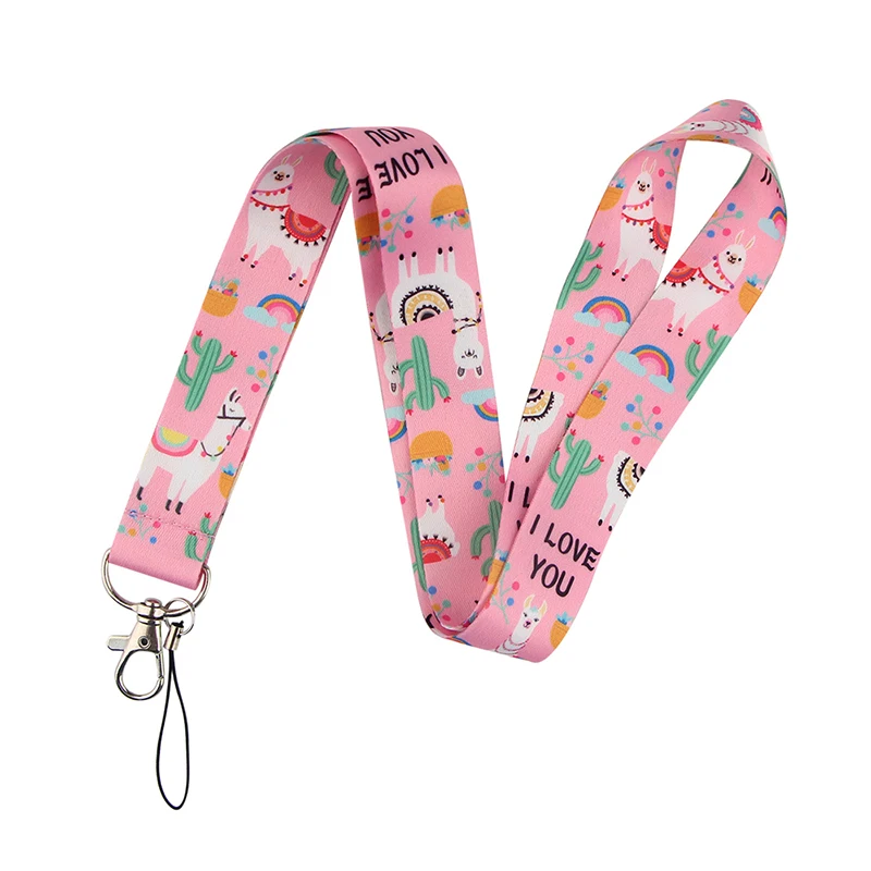

K2063 Alpaca Cute Animal Neck Lanyard Key Band Mobile Phone Strap For Phone Keys ID Card Holder