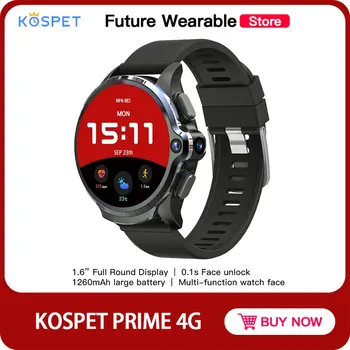 

KOSPET PRIME Smart watch Phone With 1.6 Inch Display Face ID 1260mAh Dual camera Ceramic bezel IP67 Waterproof 4G LTE 3GB+32GB