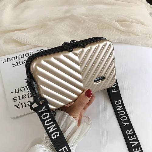 V Pattern Champagne Мини Дорожная сумка через плечо, Жесткий чемодан, сумка через плечо для мобильного телефона, женская маленькая квадратная коробочка конфетного цвета, ручная сумка - Цвет: V Pattern Champagne