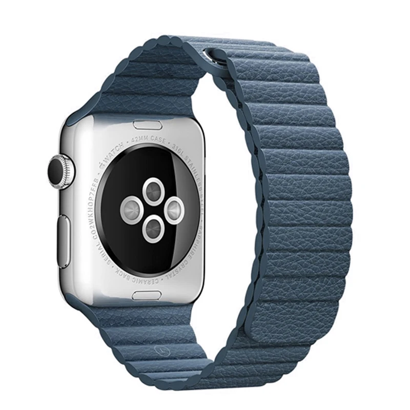 Натуральная кожа петля ремешок для apple watch band 44 мм 40 мм, 42 мм, 38 мм, версия 5/4/3/2/1 наручных часов iwatch, ремешок магнитный браслет