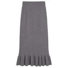 Миди юбка Женская высокая талия винтажная однотонная Офисная Женская юбка Kintted хлопковые осенние юбки женские юбки-трубы Saia jupe