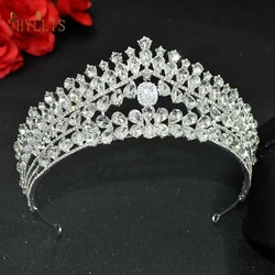 A356 Silver Crystal Wedding Hair Accessories Rhinestone Headband Wedding Crown and Tiara for Women Diadem Pageant Hair Jewelry