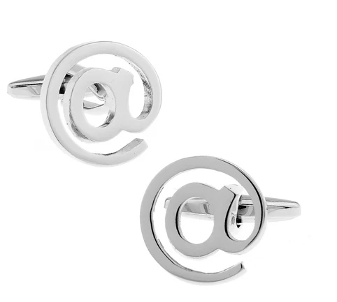 Men's Mail Symbol @ Cuff Links Silver Color Quality Brass Material Business Design Cufflinks Wholesale & Retail Free Shipping |