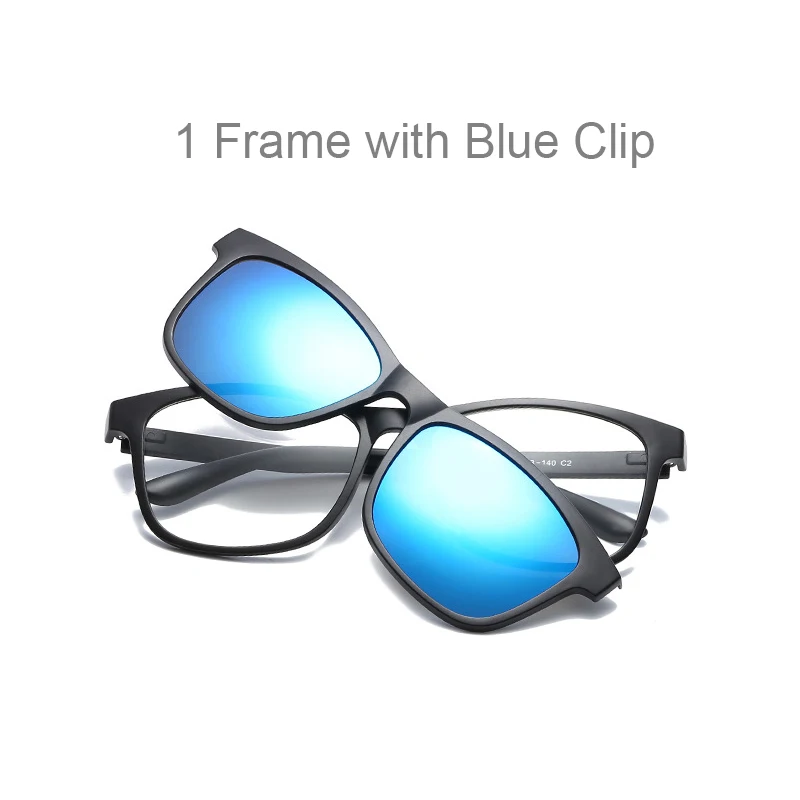 C2 with blue clip HBK, ультра-светильник TR90, магнитные солнцезащитные очки на застежке, мужские поляризованные очки для вождения с магнитными линзами, оправа для очков, UV400 - Цвет линз: C2 with blue clip