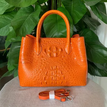 

Authentic Exotic Crocodile Scales Skin Women's Red Purse Genuine Real Alligator Leather Lady Handbag Female Single Shoulder Bag