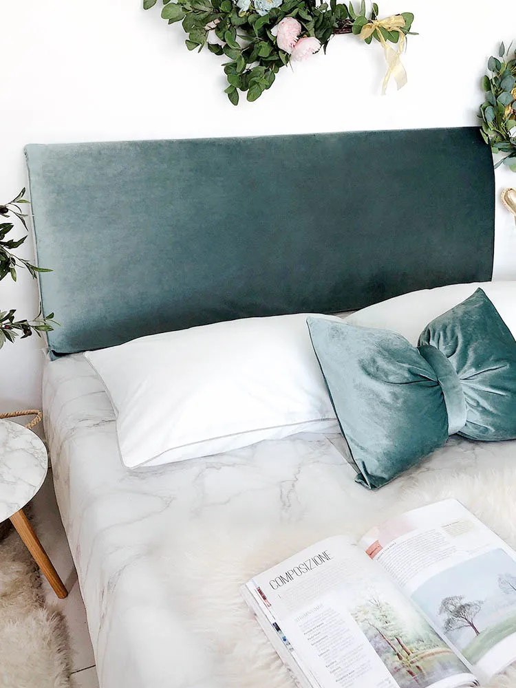 Nordic Luxury Velvet Bed Cover Solid Color Full Enclosed Elastic Dust-proof Bed Head Cover/ Protective Cover