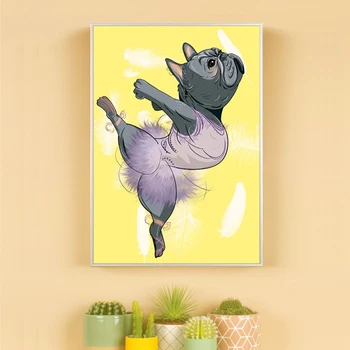 

French Cow Creative Modern Decorative Painting Pet Dog Hanging Painting Living Room Bedroom Hanging Painting Custom Wall Paper