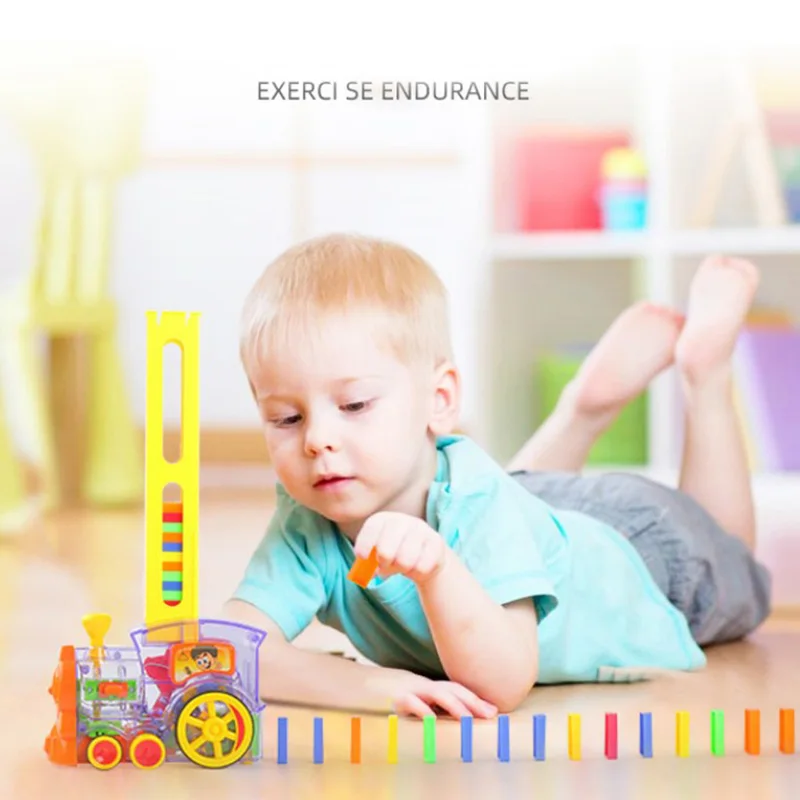 

Kids Children Domino Train Toy 60pcs Set Birthday Gift with Light Sound Regalo di compleanno per bambini BDF99