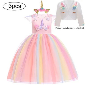 

Unicorn Party Dress Children Easter Costume Kids Dresses For Girls Princess Dress Toddler Girls Rainbow Dress fantasia vestidos