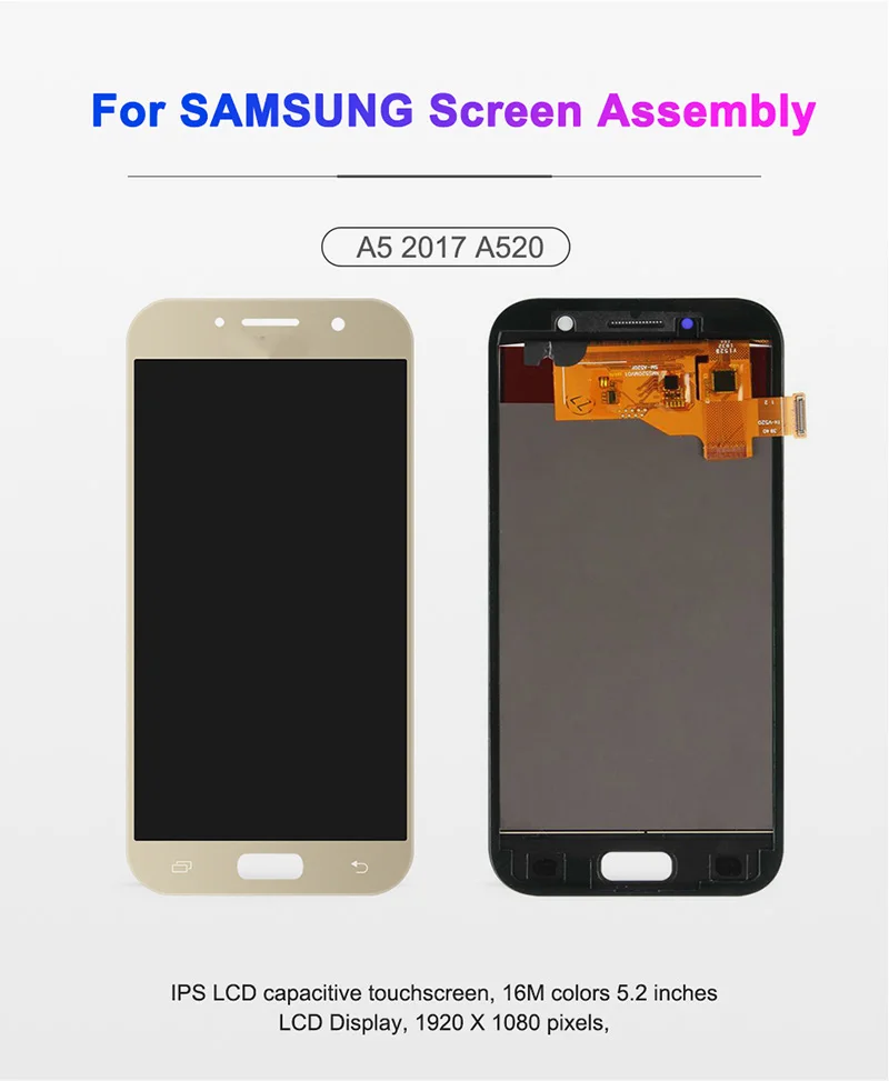 AMOLED/TFT lcd для Samsung Galaxy A5 A520 A520F SM-A520F lcd дисплей кодирующий преобразователь сенсорного экрана в сборе Сменные