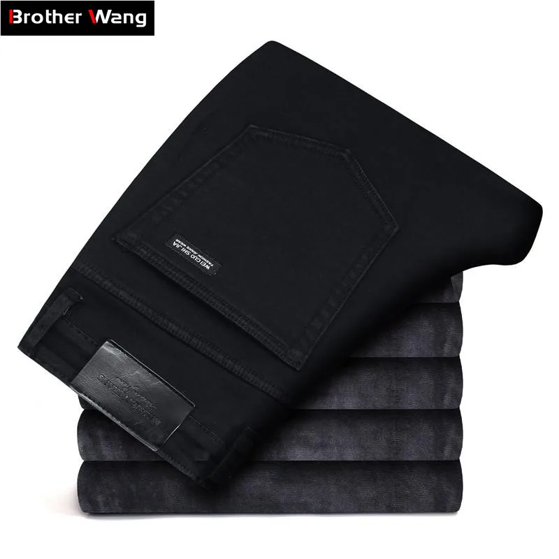 

2019 Winter New Men's Warm Black Skinny Jeans Classic Style Stretch Slim Fit Thick Pants Fashion Trousers Male Brand