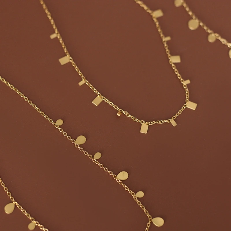 Stainless Steel Round Gold Disc Coin Choker Necklace For Women 14k gold Tassel Coins Charms Necklace collar Gift for Female