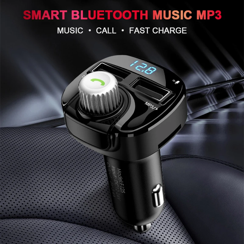 Автомобильное зарядное устройство T125 с двумя usb-портами, bluetooth-приемник для автомобиля, Bluetooth 5,0, mp3-плеер, музыкальный bluetooth-аудиоприемник для автомобиля, адаптер