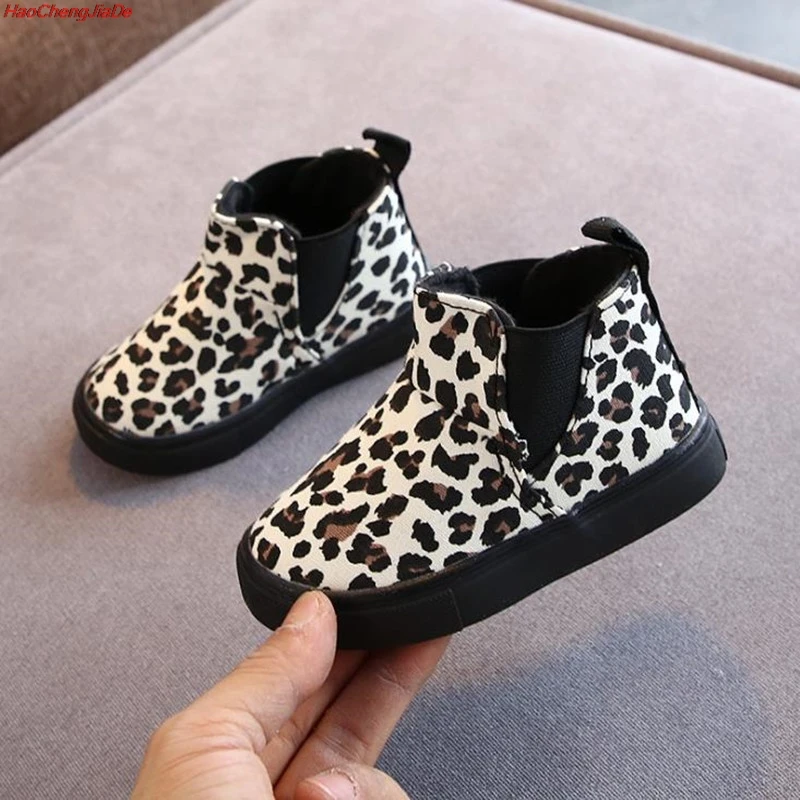 

Fashion Autumn Winter Girls Boys Boots Velvet Leopard Boots 2019 Baby Children Kids Non-Sliper Shoes Sapatos