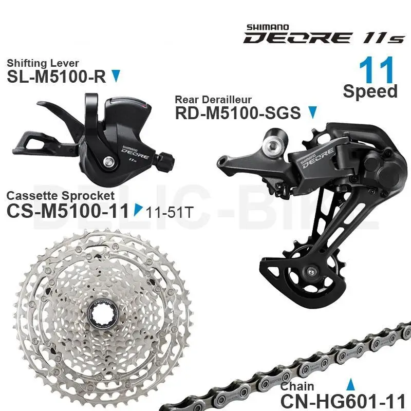 SHIMANO DEORE  11Speed Groupset SL-M5100 Shifter RD-M5100  Rear Derailleur RD-M6100 Cassette 42 51T Chain parts for MTB