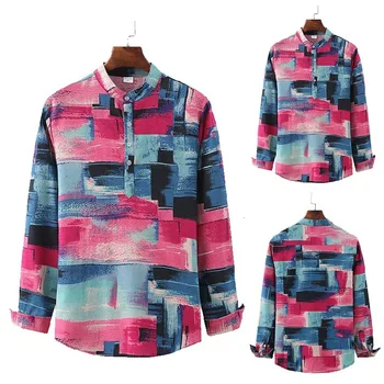 

Man Long Sleeve Shirt Male Self-cultivation Man Shirt Printing Shirt Male Cardigan Men's Wear Shirt