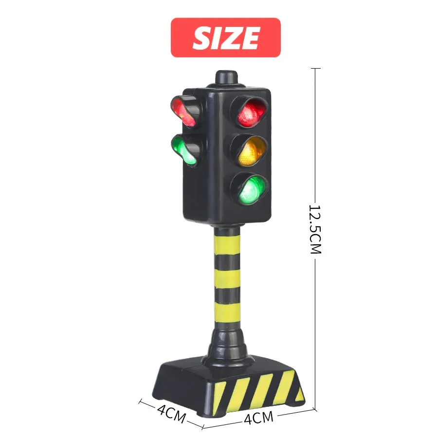Mini Traffic Signal Light Toy Model Simulation Road Sign Scene Sound LED Kid Traffic Safe Education Learning Toy Car Accessories