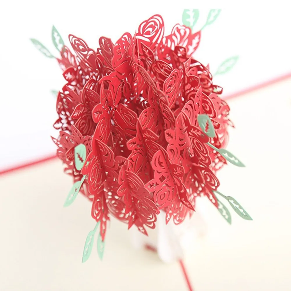 Букет роз всплывающие открытки 3D Поздравительные открытки подарок ручной работы романтическая открытка Цветочная открытка на день матери