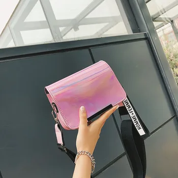 

women bag 2020 new PU Flap laser Fashion Solid Hasp Shoulder Bags luxury designer bag Euro-America style night club mini bag