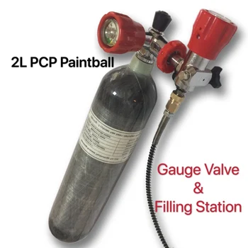 Online AC102101 Acecare 2L 30Mpa HPA Druckluft Tank PCP Paintabll Airsoft Carbon Faser Zylinder Mit Manometer Ventil & Füllung Station