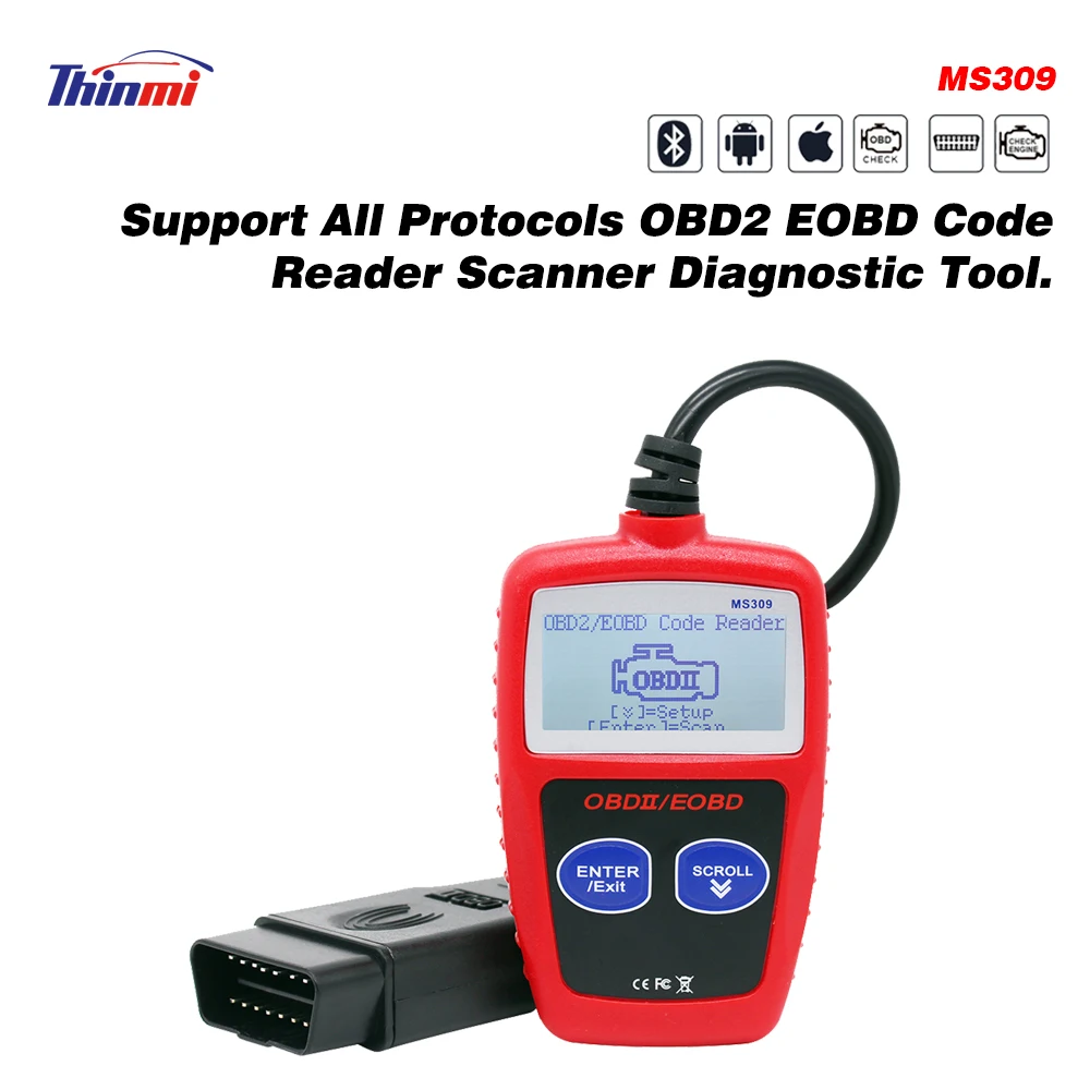 Thinmi OBD2 читатель кода MS309 сканер OBDII EOBD может двигатель авто диагностический