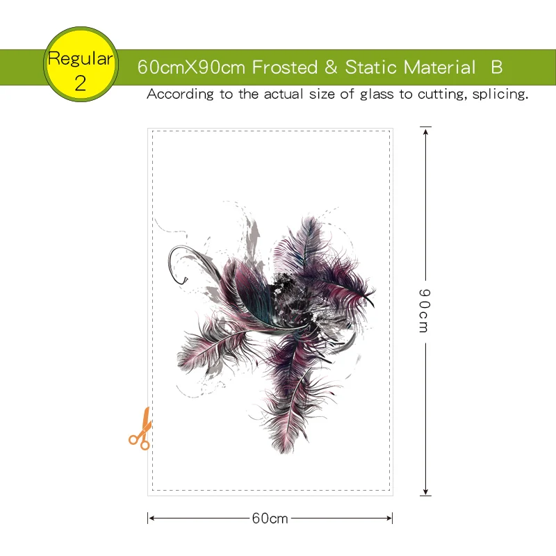 DICOR художественная декоративная оконная пленка с перьями витражная оконная наклейка с узором матовое стекло Современный домашний декор без клея BLT1223 - Цвет: B 60x90cm