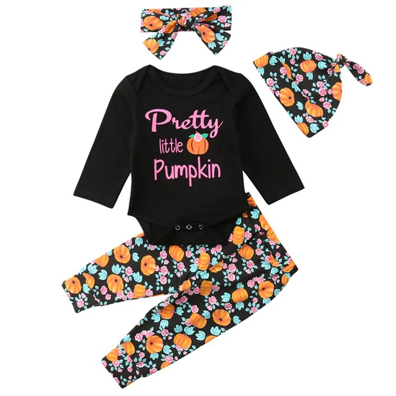 

4pcs/set Children Set Cartoon Pattern Concise Sweet Cute All-match With Hat Long Sleeve T-shirt Long Pants Girl's Set